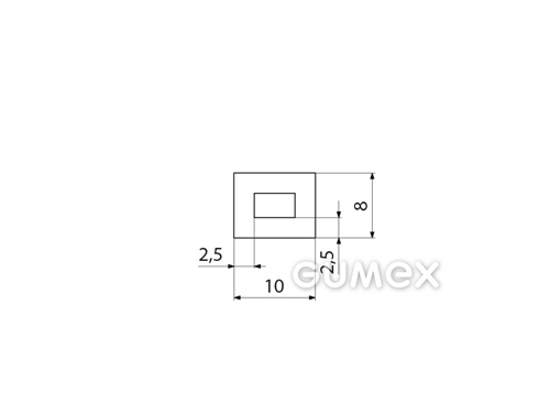 Silikonový profil obdélníkový s dutinkou, 8x10mm, 60°ShA, -60°C/+180°C, transparentní